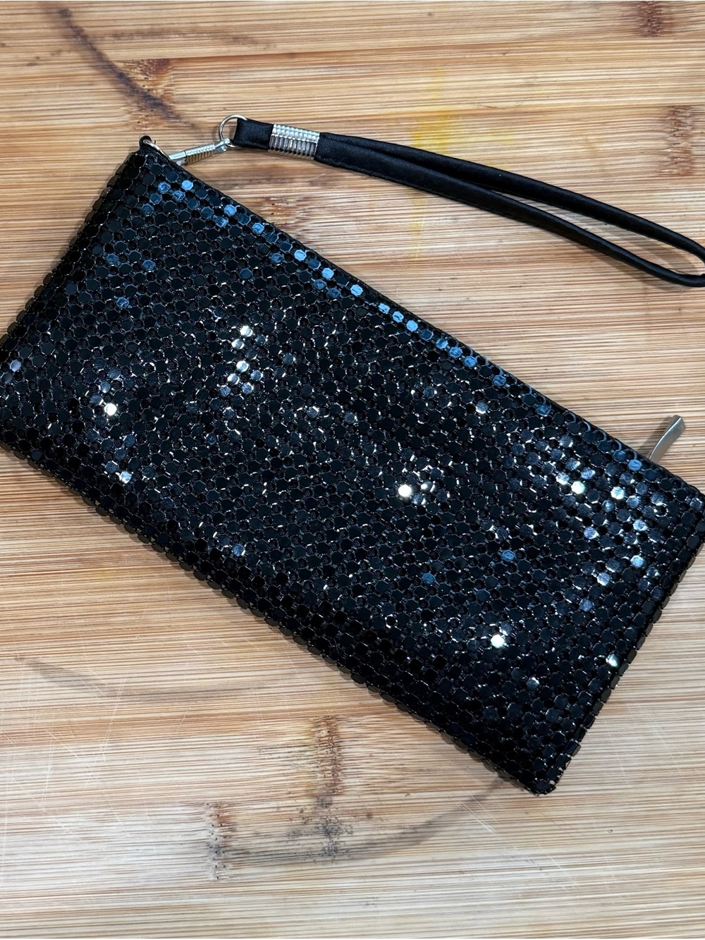 Black Sequin Wristlet Clutch